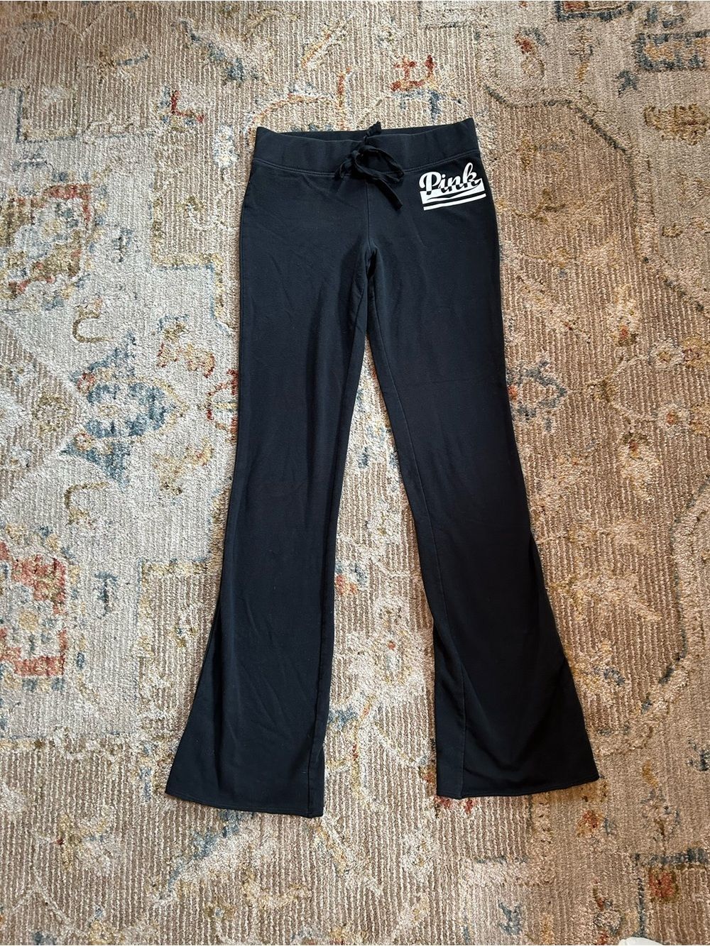 PINK Victoria's Secret Black Lounge Pants with White Logo